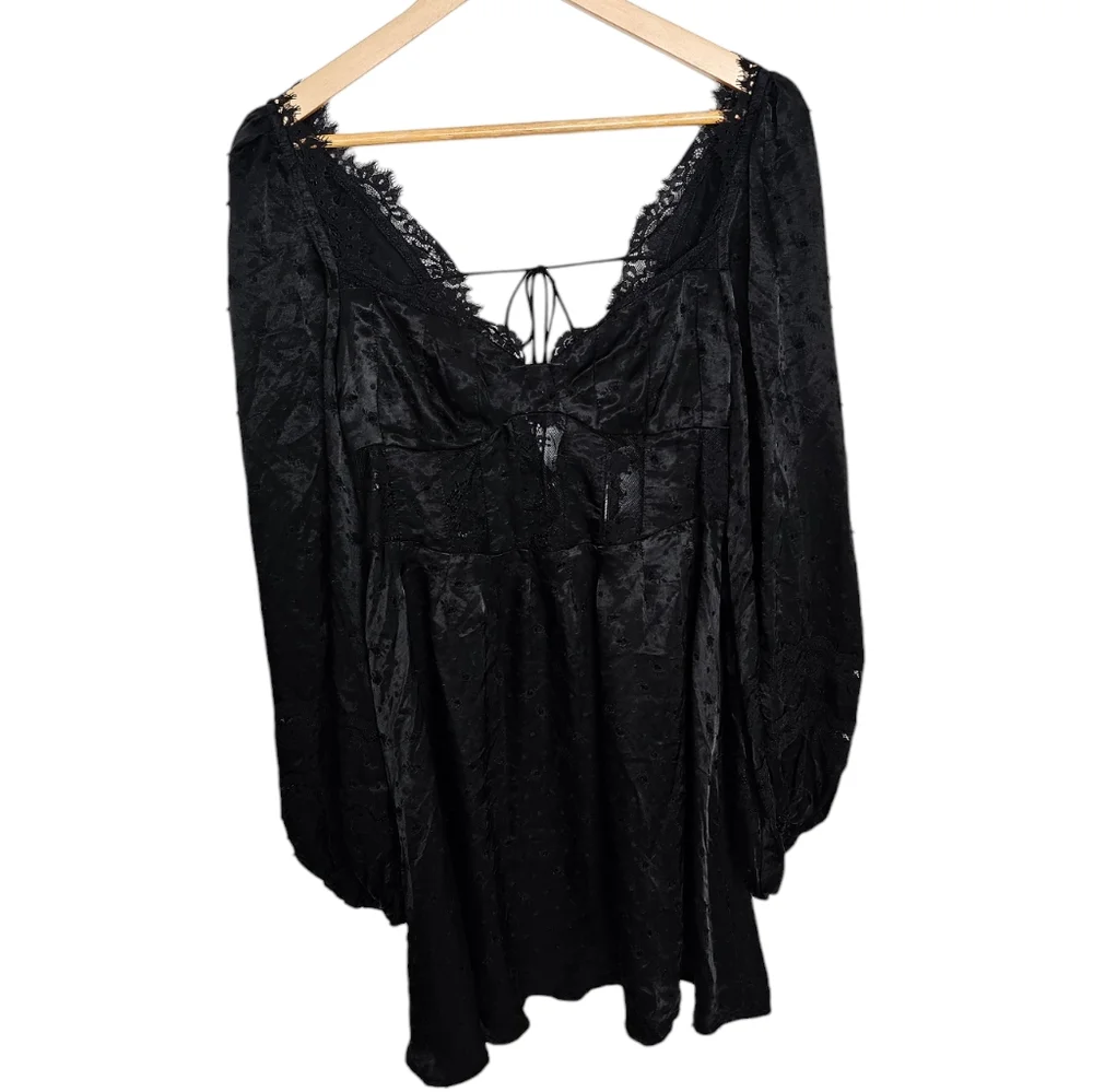 For Love and Lemons Natalie Mini Dress Black Size Medium New With Tags - Picture 3 of 10